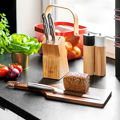 Ένα σετ μαχαίρια κουζίνας σε ένα μπλοκ