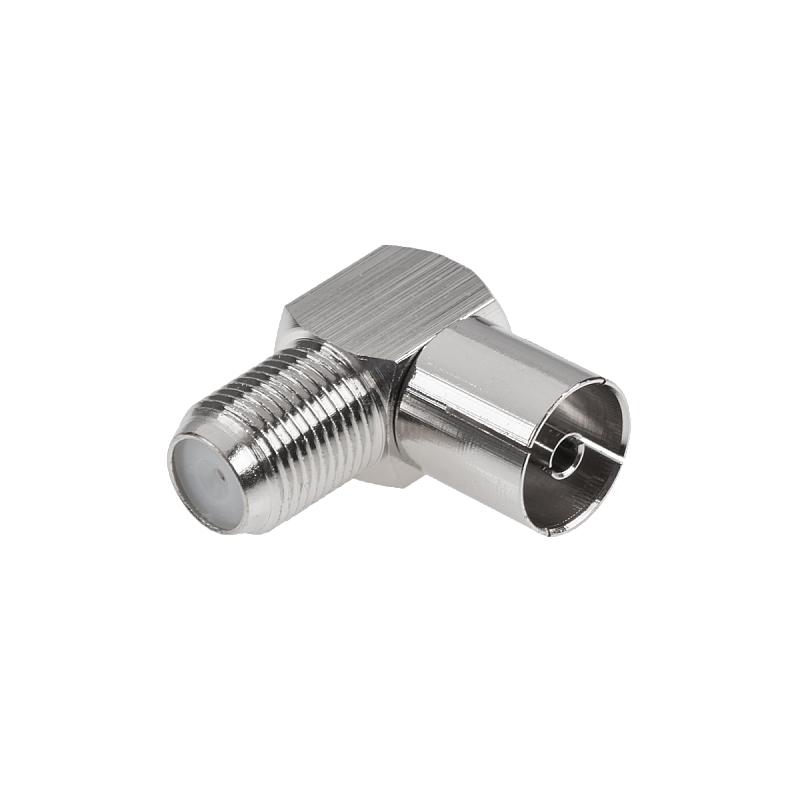 θηλυκός σύνδεσμος Υποδοχή TV-F, γωνιακή, μεταλλική