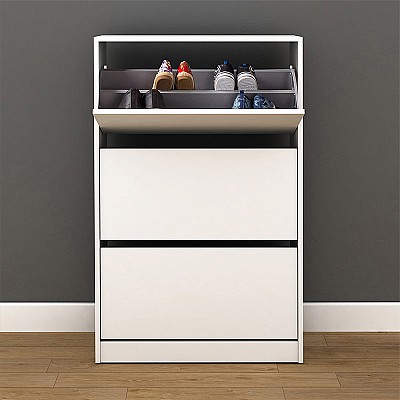 Παπουτσοθήκη μελαμίνης Flat Duo Megapap 18 ζεύγων σε χρώμα λευκό 73x26x119εκ. Παπουτσοθήκη μελαμίνης Flat Duo Megapap 18 ζεύγων σε χρώμα λευκό 73x26x119εκ.