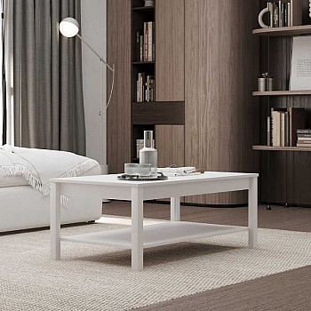 Τραπεζάκι σαλονιού Rustic Megapap χρώμα λευκό 103x60x40εκ.