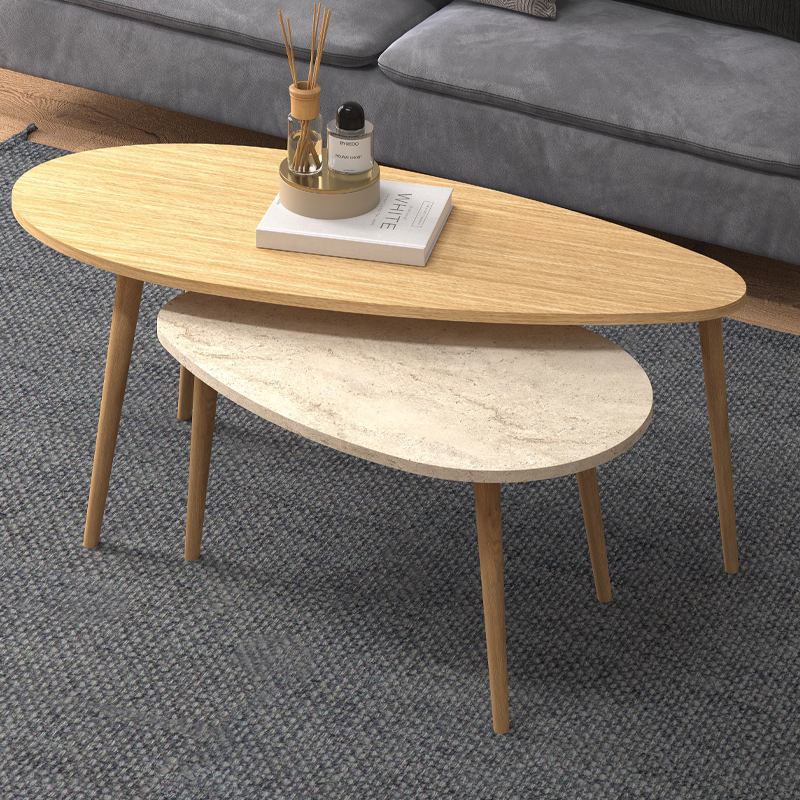 Τραπεζάκι σαλονιού σετ 2 τμχ Elips Megapap χρώμα oak - travertine 116x46x46εκ. Τραπεζάκι σαλονιού σετ 2 τμχ Elips Megapap χρώμα oak - travertine 116x46x46εκ.