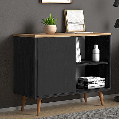 Κονσόλα - μπουφές μελαμίνης Luce Megapap χρώμα μαύρο antique - oak 80x35x66εκ. Κονσόλα - μπουφές μελαμίνης Luce Megapap χρώμα μαύρο antique - oak 80x35x66εκ.