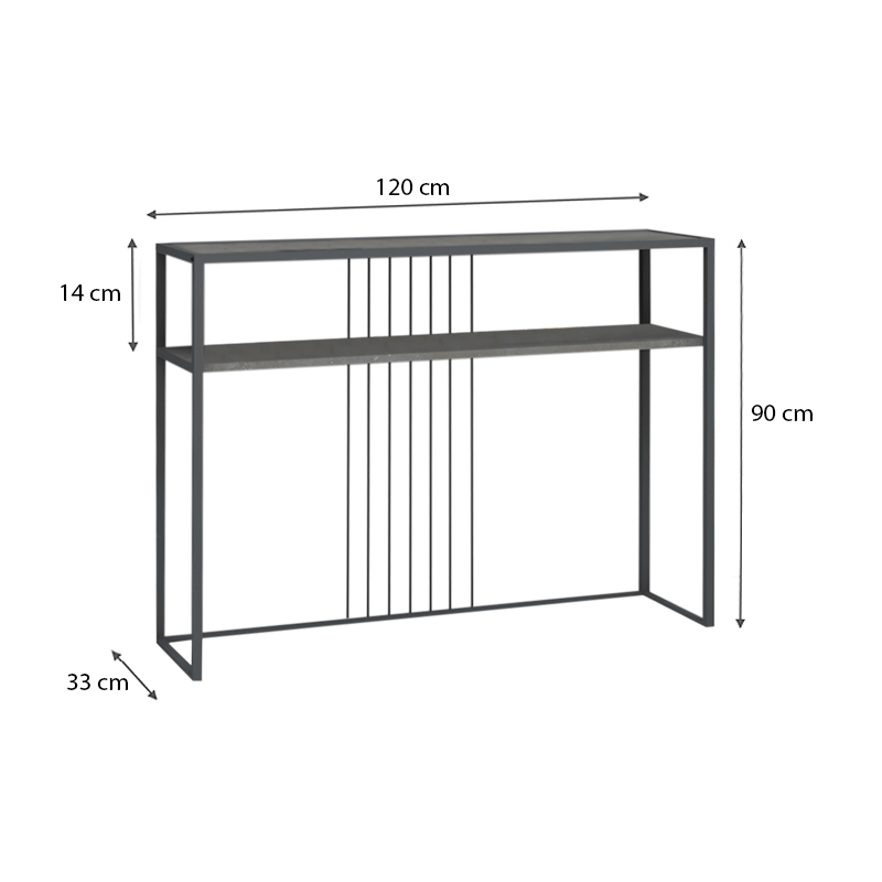 Κονσόλα Kary Megapap χρώμα γκρι σκυροδέματος 120x33x90εκ. Κονσόλα Kary Megapap χρώμα γκρι σκυροδέματος 120x33x90εκ.
