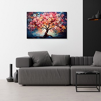 Πίνακας σε καμβά "Pink Tree" Megapap ψηφιακής εκτύπωσης 100x70x3εκ.