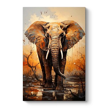 Πίνακας σε καμβά "Elephant Story" Megapap ψηφιακής εκτύπωσης 60x90x3εκ.