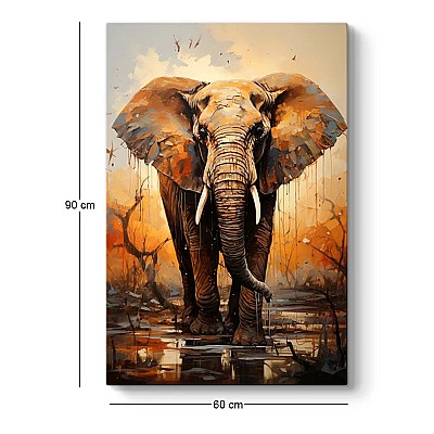 Πίνακας σε καμβά "Elephant Story" Megapap ψηφιακής εκτύπωσης 60x90x3εκ.