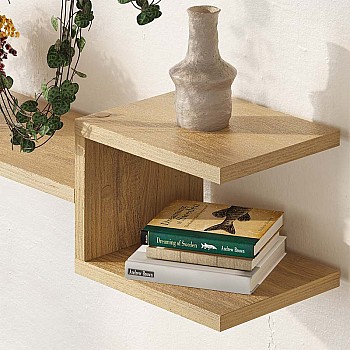 Ραφιέρα τοίχου Fork Megapap 2 τεμαχίων χρώμα sapphire oak 75x19,5x18εκ.