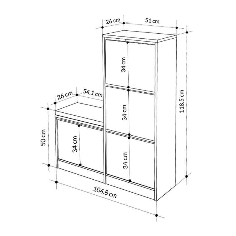 Παπουτσοθήκη Dude Megapap χρώμα ανοιχτό καρυδί 104,8x26x118,5εκ. Παπουτσοθήκη Dude Megapap χρώμα ανοιχτό καρυδί 104,8x26x118,5εκ.