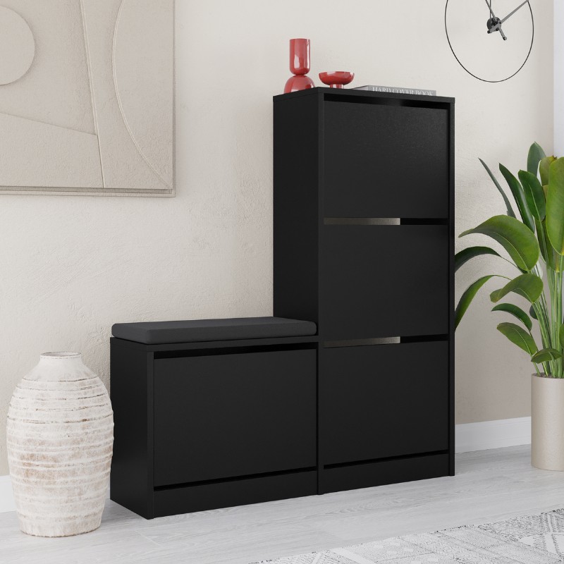 Παπουτσοθήκη Dude Megapap χρώμα μαύρο 104,8x26x118,5εκ. Παπουτσοθήκη Dude Megapap χρώμα μαύρο 104,8x26x118,5εκ.