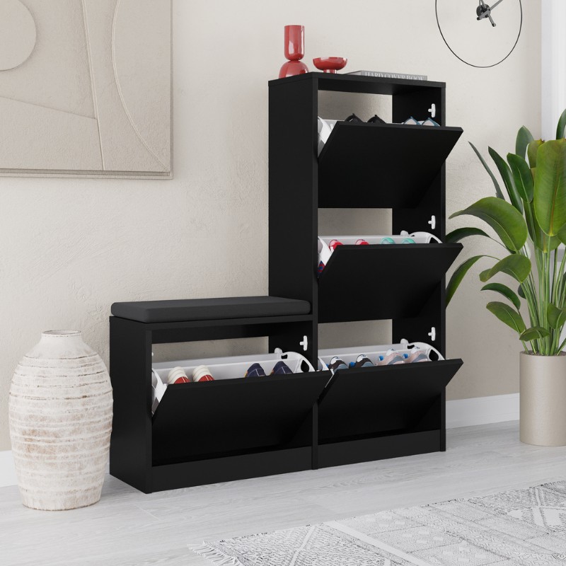 Παπουτσοθήκη Dude Megapap χρώμα μαύρο 104,8x26x118,5εκ. Παπουτσοθήκη Dude Megapap χρώμα μαύρο 104,8x26x118,5εκ.