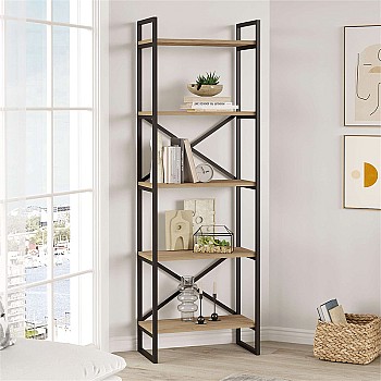 Βιβλιοθήκη Dusan Megapap χρώμα sepet oak 58x30x175εκ.