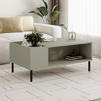 Τραπεζάκι σαλονιού Vena Megapap χρώμα ash green 100x60x42εκ.