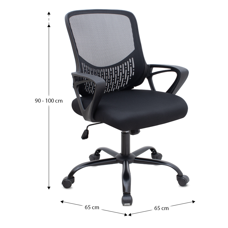 Καρέκλα γραφείου Freda Megapap με ύφασμα Mesh χρώμα μαύρο 65x65x90/100εκ. Καρέκλα γραφείου Freda Megapap με ύφασμα Mesh χρώμα μαύρο 65x65x90/100εκ.