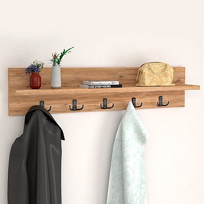 Κρεμάστρα τοίχου Kery Megapap από μελαμίνη χρώμα pine oak 80x11x18εκ. Κρεμάστρα τοίχου Kery Megapap από μελαμίνη χρώμα pine oak 80x11x18εκ.