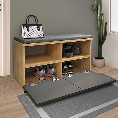 Παπουτσοθήκη μελαμίνης Twain Megapap 8 ζευγών χρώμα sapphire oak - ανθρακί 80x35x42εκ. Παπουτσοθήκη μελαμίνης Twain Megapap 8 ζευγών χρώμα sapphire oak - ανθρακί 80x35x42εκ.
