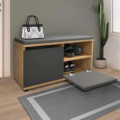 Παπουτσοθήκη μελαμίνης Twain Megapap 8 ζευγών χρώμα sapphire oak - ανθρακί 80x35x42εκ. Παπουτσοθήκη μελαμίνης Twain Megapap 8 ζευγών χρώμα sapphire oak - ανθρακί 80x35x42εκ.