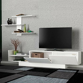 Σύνθεση τηλεόρασης Egemen Megapap χρώμα λευκό 180x32x40εκ.
