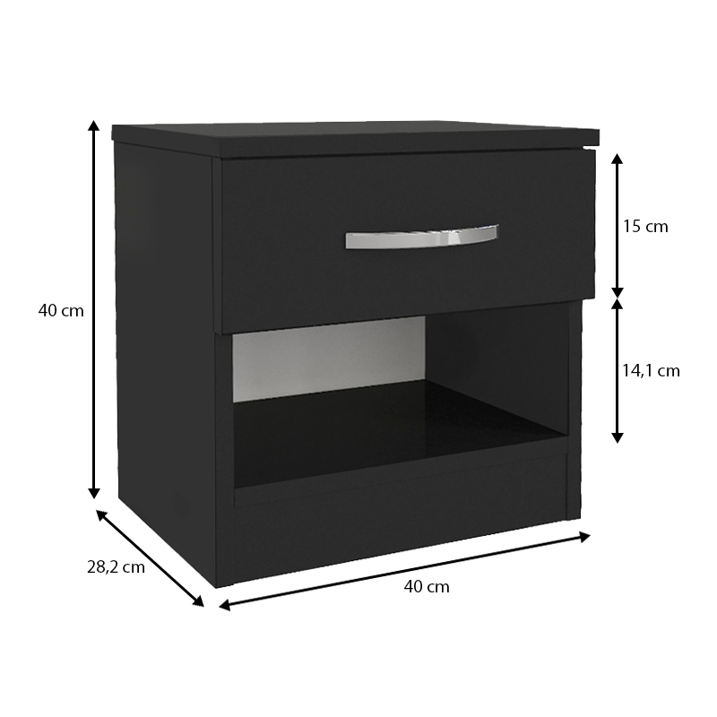 Κομοδίνο Lube Megapap χρώμα μαύρο 40x28,2x40εκ. Κομοδίνο Lube Megapap χρώμα μαύρο 40x28,2x40εκ.