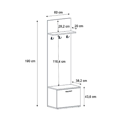 Έπιπλο εισόδου Track Megapap χρώμα καρυδί 60x38,2x190εκ. Έπιπλο εισόδου Track Megapap χρώμα καρυδί 60x38,2x190εκ.