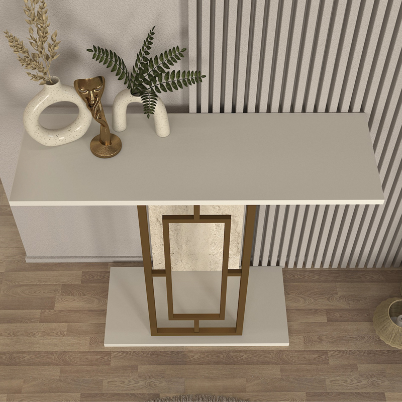 Κονσόλα Alderas Megapap χρώμα λευκό - travertine - χρυσό 90x29,6x76,8εκ. Κονσόλα Alderas Megapap χρώμα λευκό - travertine - χρυσό 90x29,6x76,8εκ.