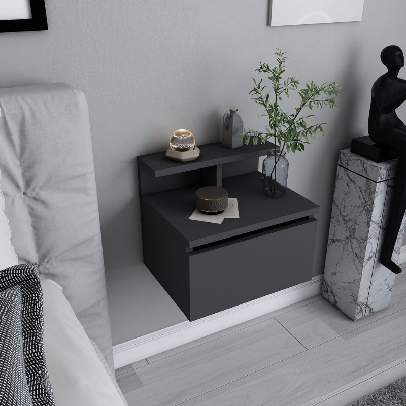 Κομοδίνο επιτοίχιο Arsen Megapap χρώμα ανθρακί 39,8x31,9x35εκ. Κομοδίνο επιτοίχιο Arsen Megapap χρώμα ανθρακί 39,8x31,9x35εκ.