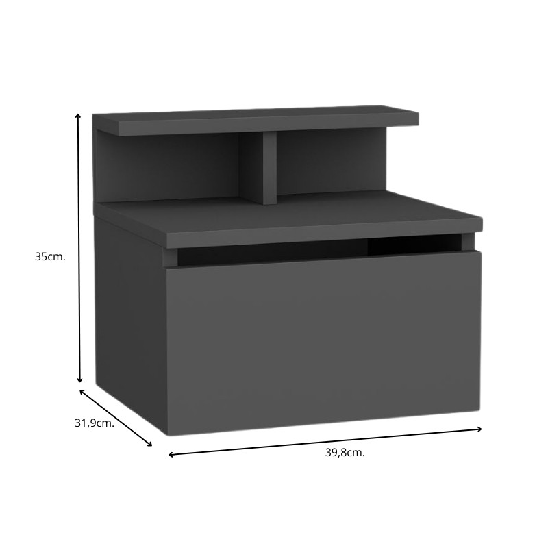 Κομοδίνο επιτοίχιο Arsen Megapap χρώμα ανθρακί 39,8x31,9x35εκ. Κομοδίνο επιτοίχιο Arsen Megapap χρώμα ανθρακί 39,8x31,9x35εκ.