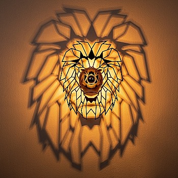 Απλίκα τοίχου Lion Megapap E27 MDF χρώμα μαύρο 39x12x49εκ.