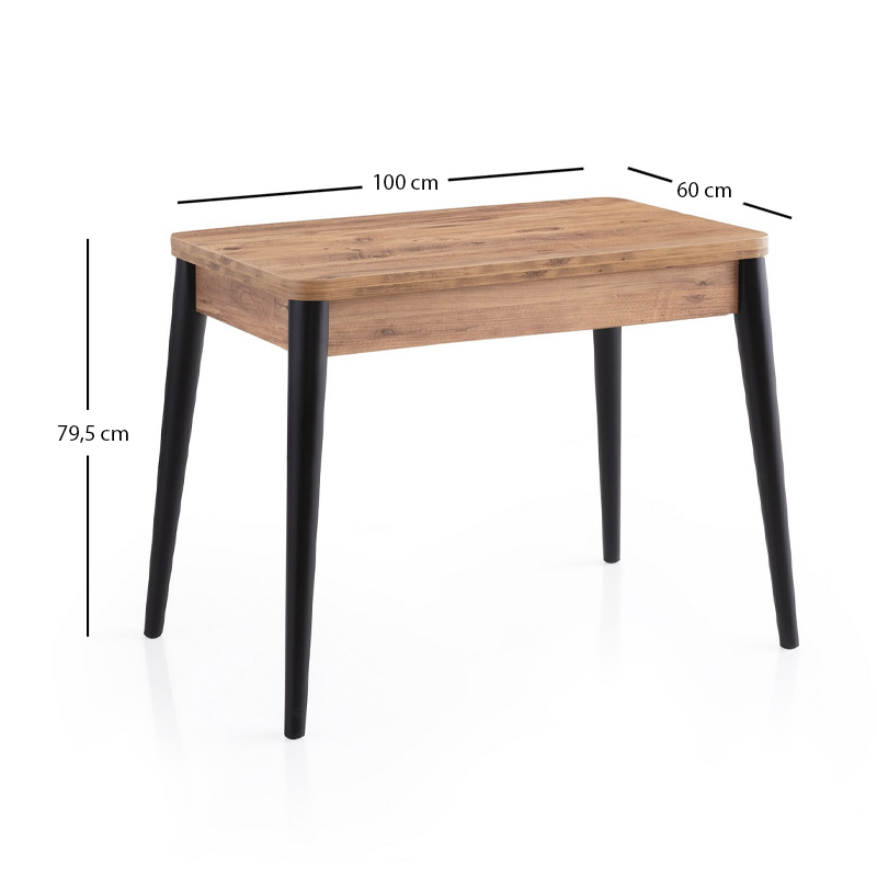 Τραπέζι Dolunay Megapap επεκτεινόμενο χρώμα atlantic pine - μαύρο 100x60(120x100)x79,5εκ. Τραπέζι Dolunay Megapap επεκτεινόμενο χρώμα atlantic pine - μαύρο 100x60(120x100)x79,5εκ.