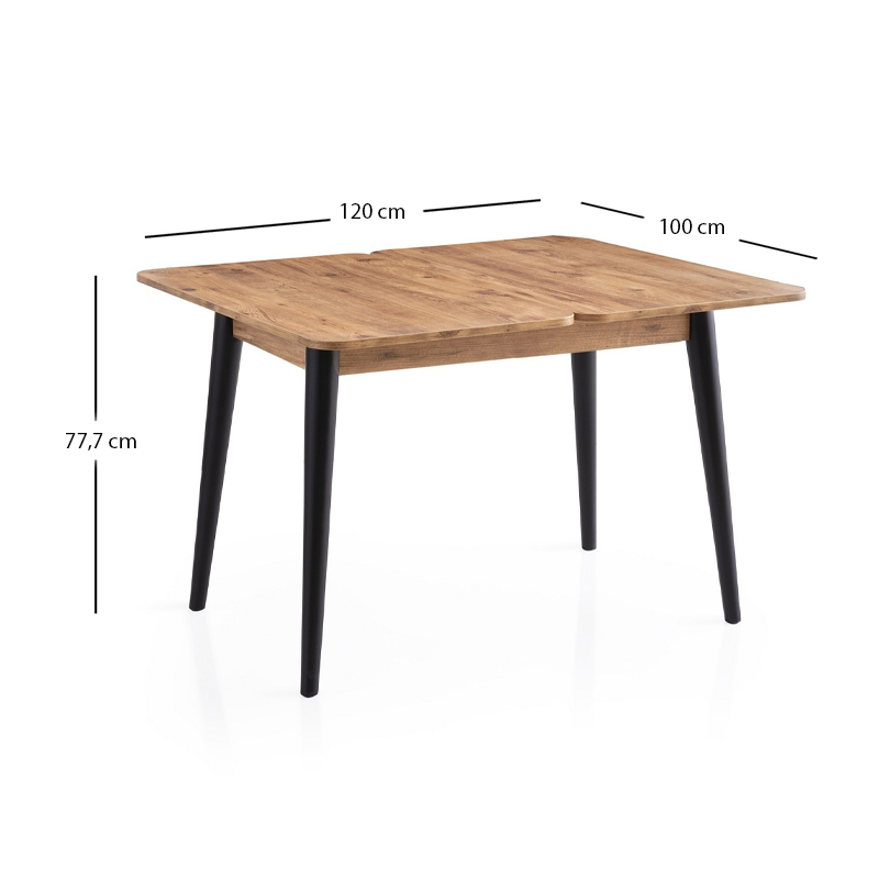 Τραπέζι Dolunay Megapap επεκτεινόμενο χρώμα atlantic pine - μαύρο 100x60(120x100)x79,5εκ. Τραπέζι Dolunay Megapap επεκτεινόμενο χρώμα atlantic pine - μαύρο 100x60(120x100)x79,5εκ.