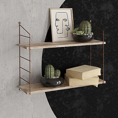 Ραφιέρα τοίχου Armoni Megapap χρώμα sacramento oak - καφέ μέταλλο 72x20x58εκ. Ραφιέρα τοίχου Armoni Megapap χρώμα sacramento oak - καφέ μέταλλο 72x20x58εκ.