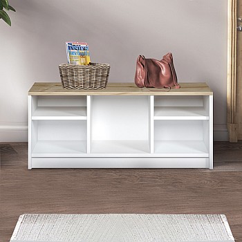 Παπουτσοθήκη London Megapap χρώμα λευκό - sapphire oak 100x35x40εκ.