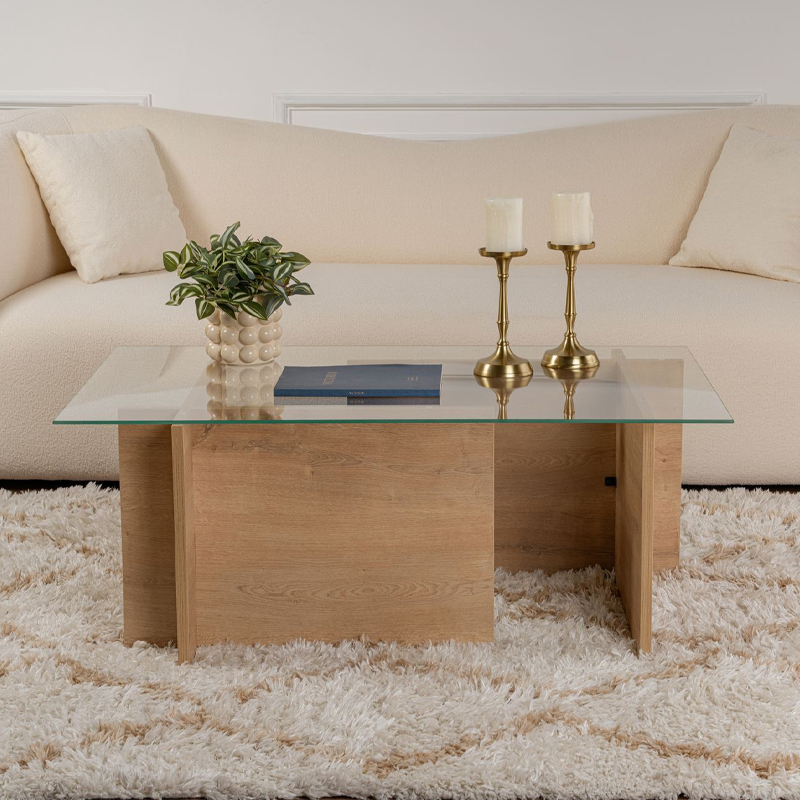 Τραπεζάκι σαλονιού Vetrino Megapap γυάλινο χρώμα honey oak 105x65x40εκ. Τραπεζάκι σαλονιού Vetrino Megapap γυάλινο χρώμα honey oak 105x65x40εκ.