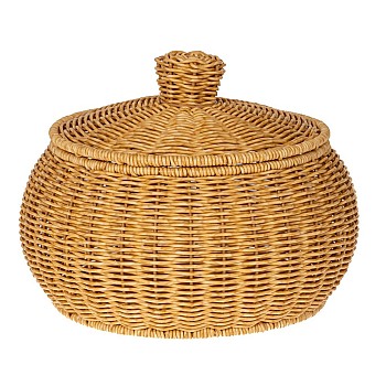 ΚΑΛΑΘΙ ΜΕ ΚΑΠΑΚΙ ΚΡΕΜ RATTAN ΠΛΑΣΤΙΚΟ Φ29x21,5ΕΚ