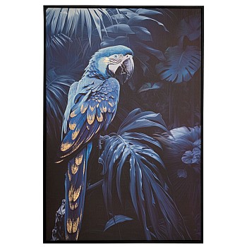 BLUE PARROT xΡΥΣΟΤΥΠΙΑ 83x123ΕΚ ME ΜΑΥΡΗ ΚΟΡΝΙΖΑ ΣΕ ΤΥΠΩΜΕΝΟ ΚΑΜΒΑ